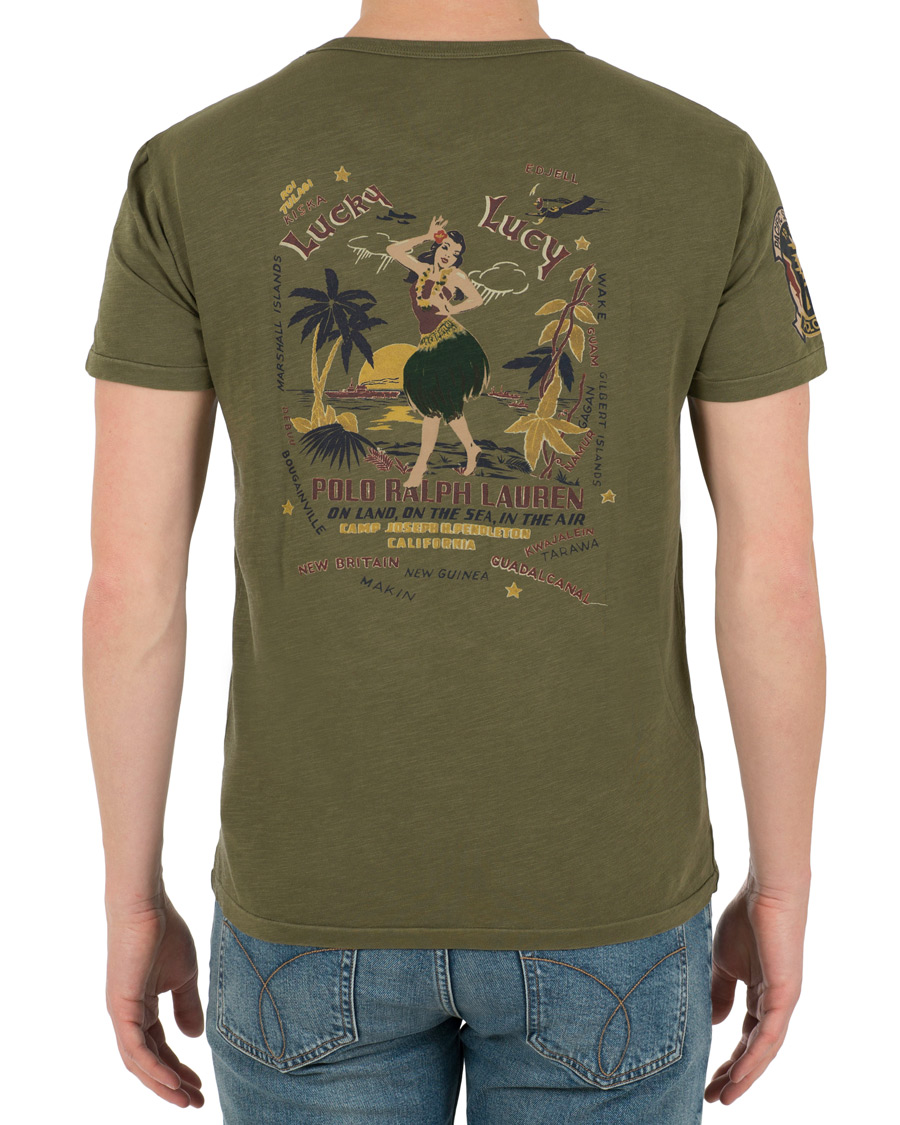 Herre | T-Shirts | Polo Ralph Lauren | Hawaii Print Crew Neck Tee Defender Green