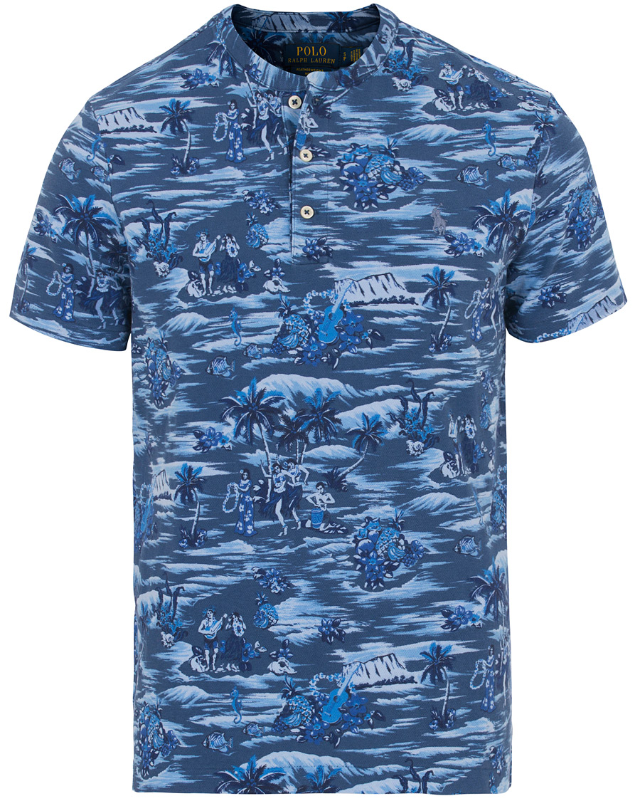 Herre | Polotrøjer | Polo Ralph Lauren | Featherweight Grandad Collar Polo Indigo Island Blue
