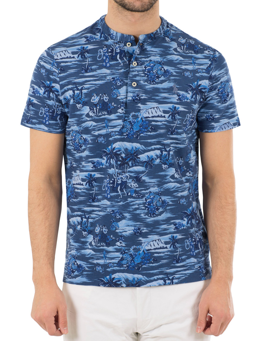 Herre | Polotrøjer | Polo Ralph Lauren | Featherweight Grandad Collar Polo Indigo Island Blue