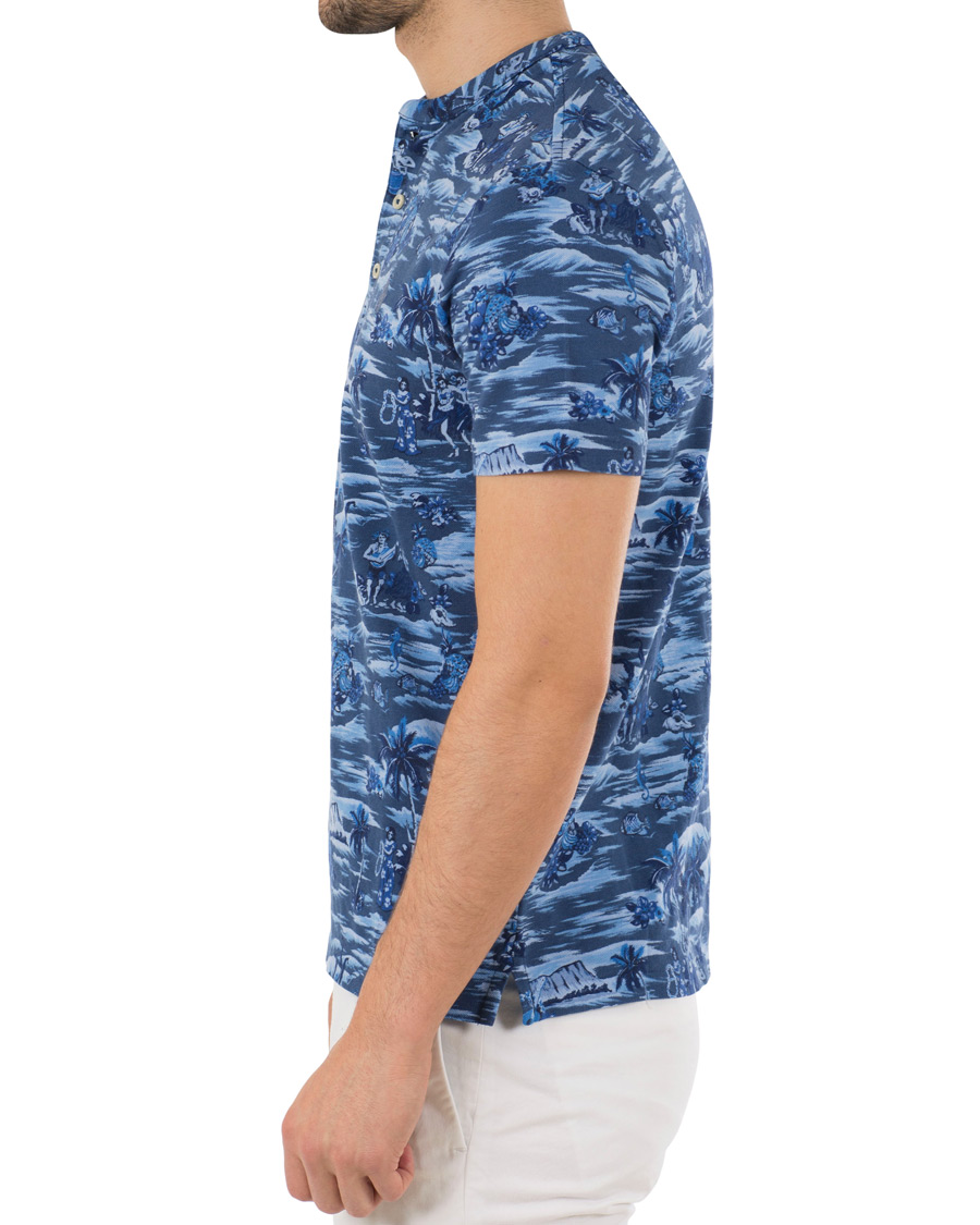 Herre | Polotrøjer | Polo Ralph Lauren | Featherweight Grandad Collar Polo Indigo Island Blue