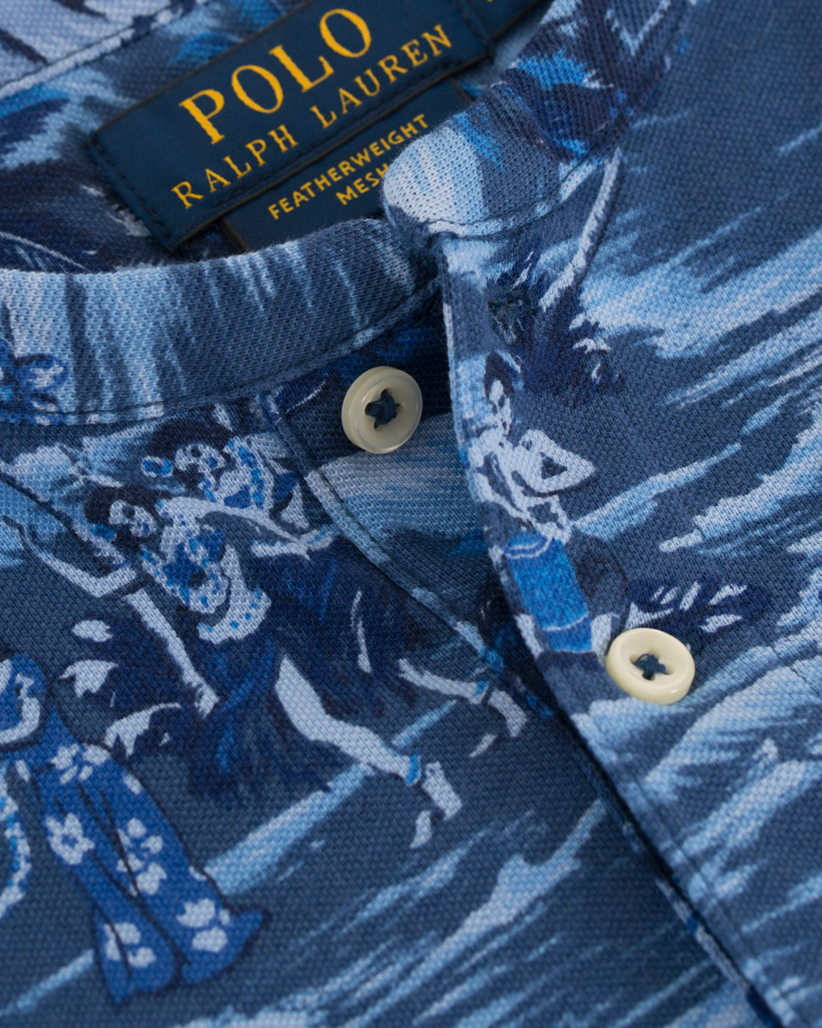 Herre | Polotrøjer | Polo Ralph Lauren | Featherweight Grandad Collar Polo Indigo Island Blue
