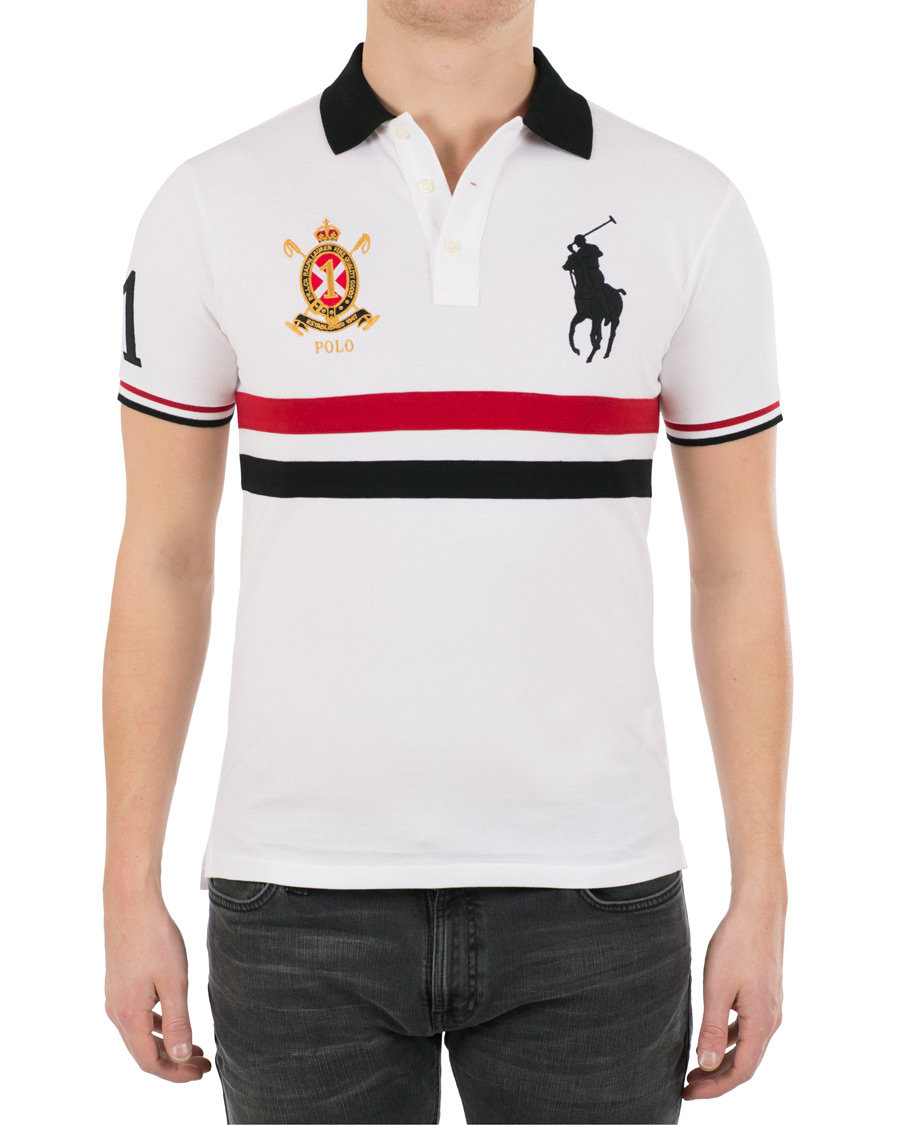 Herre | Polotrøjer | Polo Ralph Lauren | Custom Fit Broad Stripe Big Pony Polo White/Multi