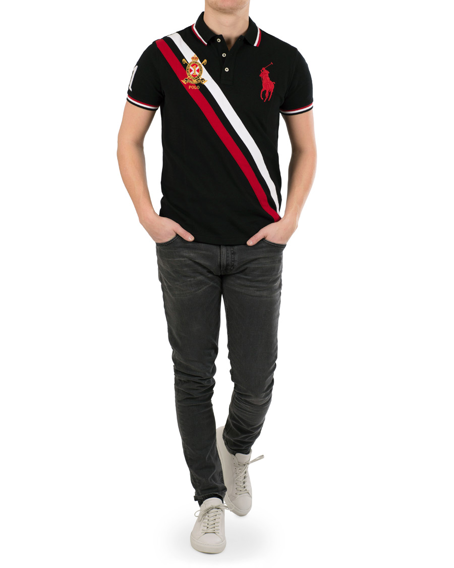 Herre | Polotrøjer | Polo Ralph Lauren | Custom Fit Diagonal Stripe Big Pony Polo Black/Multi