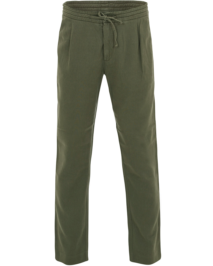Herre | Bukser | NN07 | Domenico Tencel Pleated Draw String Trousers Moss Green