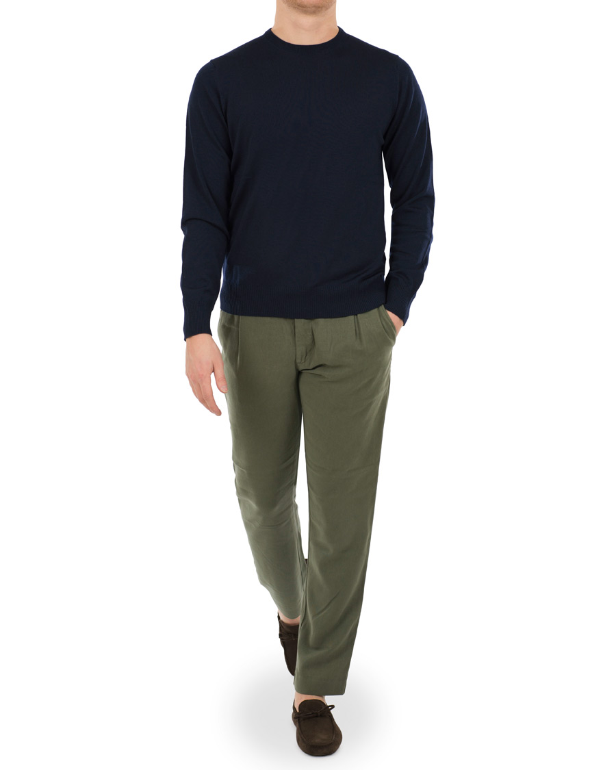 Herre | Bukser | NN07 | Domenico Tencel Pleated Draw String Trousers Moss Green