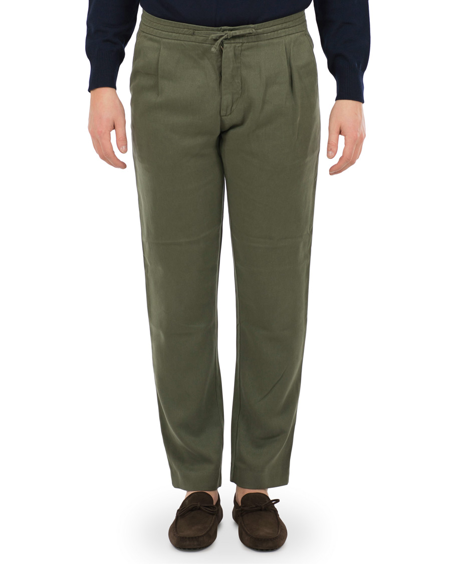 Herre | Bukser | NN07 | Domenico Tencel Pleated Draw String Trousers Moss Green