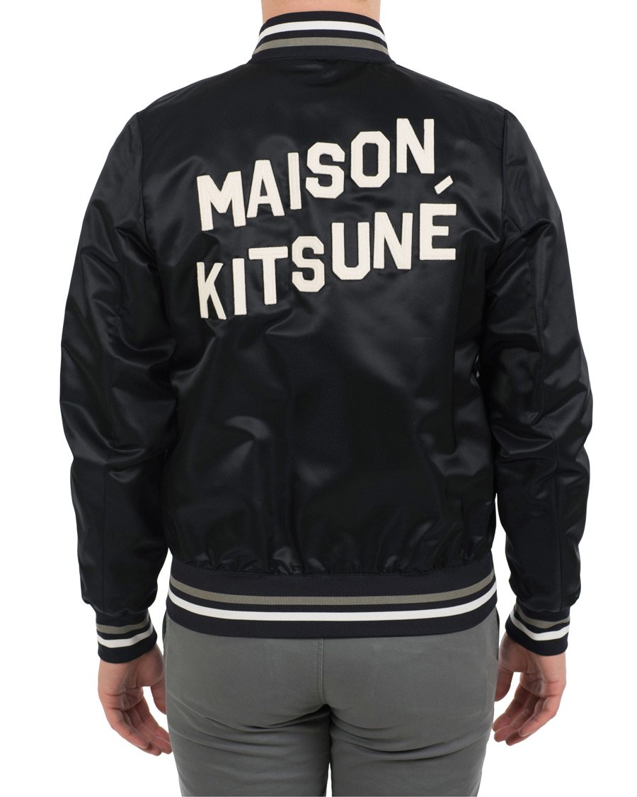 Herre | Jakker | Maison Kitsuné | Satin Teddy Baseball Jacket Navy
