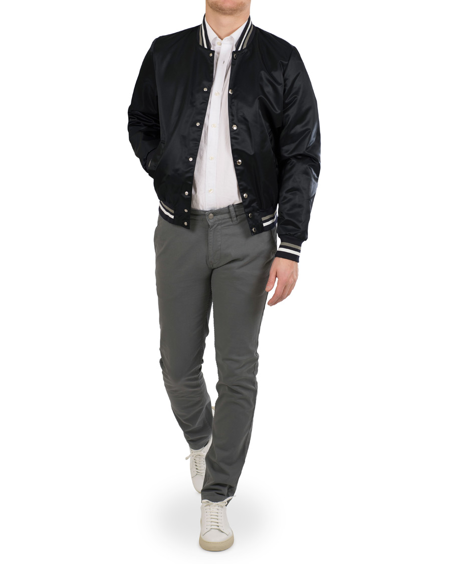 Herre | Jakker | Maison Kitsuné | Satin Teddy Baseball Jacket Navy