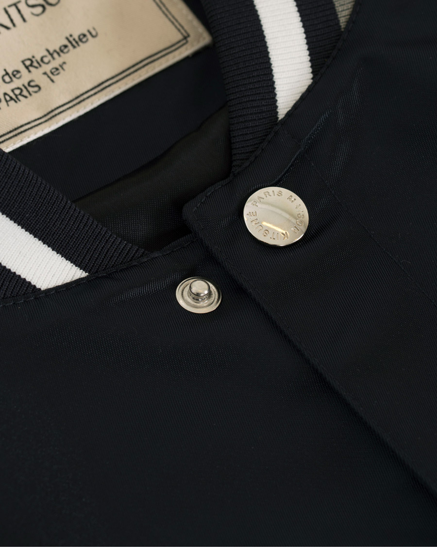 Herre | Jakker | Maison Kitsuné | Satin Teddy Baseball Jacket Navy