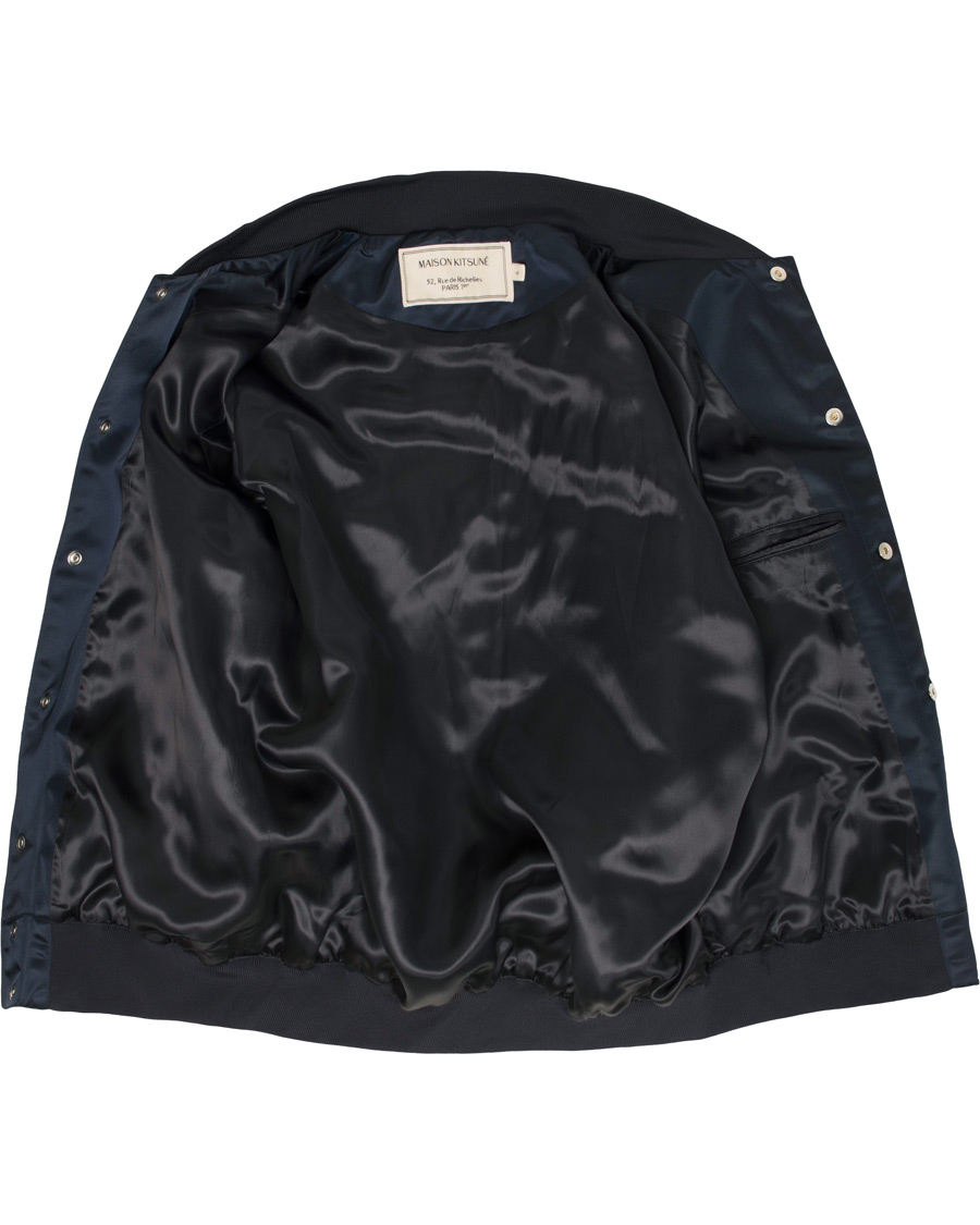 Herre | Jakker | Maison Kitsuné | Satin Teddy Baseball Jacket Navy