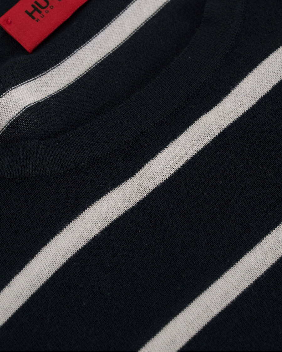 Herre | Trøjer | HUGO | Simun Stripe Knitted Crew Neck Navy/White
