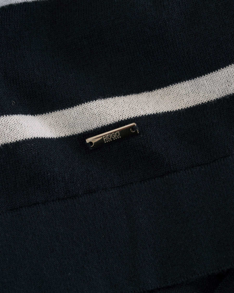 Herre | Trøjer | HUGO | Simun Stripe Knitted Crew Neck Navy/White