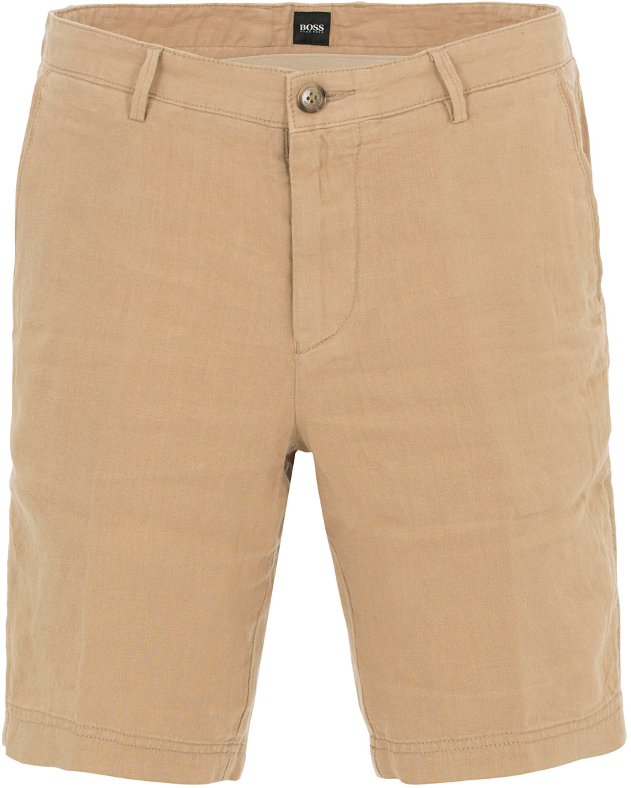 Herre | Shorts | BOSS BLACK | BOSS Crigan Linen Shorts Beige