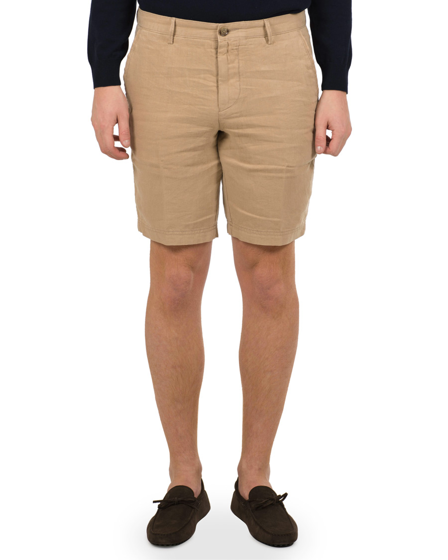 Herre | Shorts | BOSS BLACK | BOSS Crigan Linen Shorts Beige