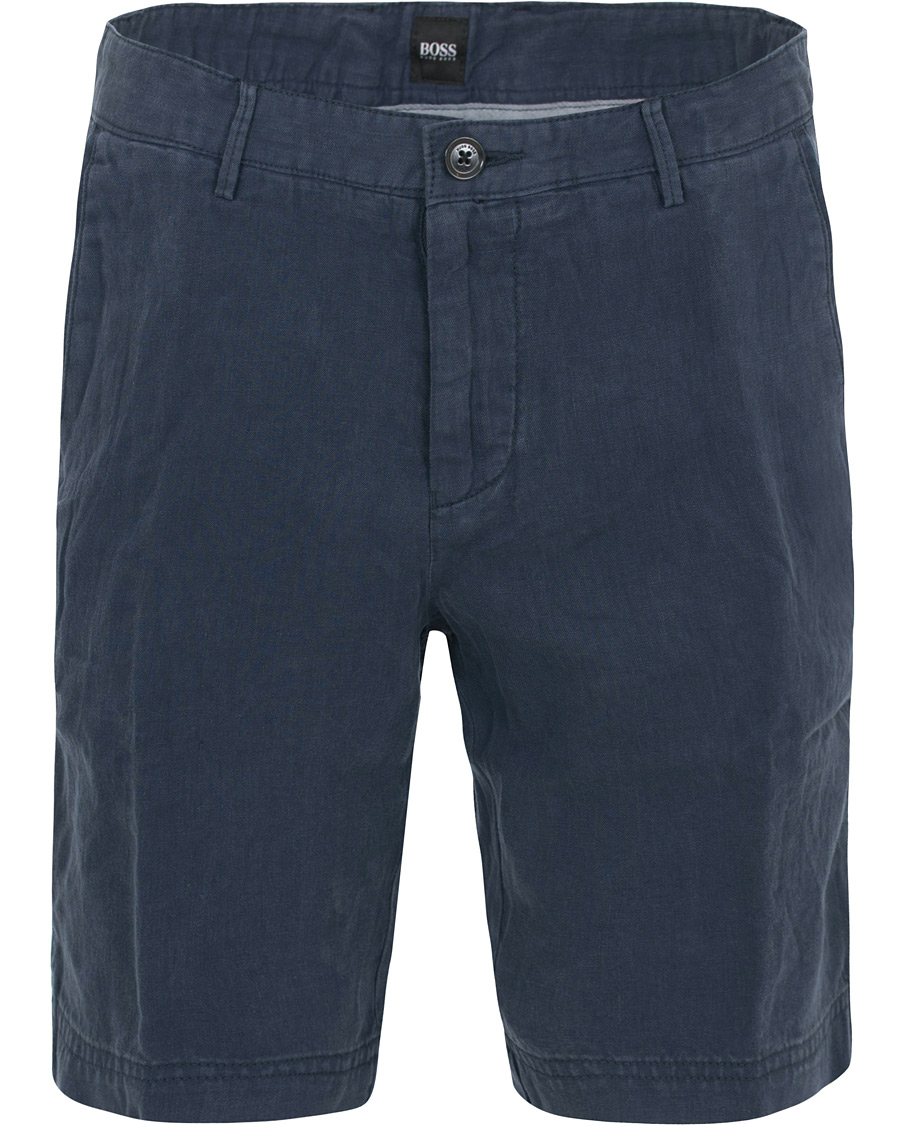 Herre | Shorts | BOSS BLACK | BOSS Crigan Linen Shorts Navy