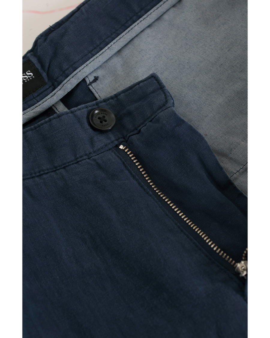Herre | Shorts | BOSS BLACK | BOSS Crigan Linen Shorts Navy