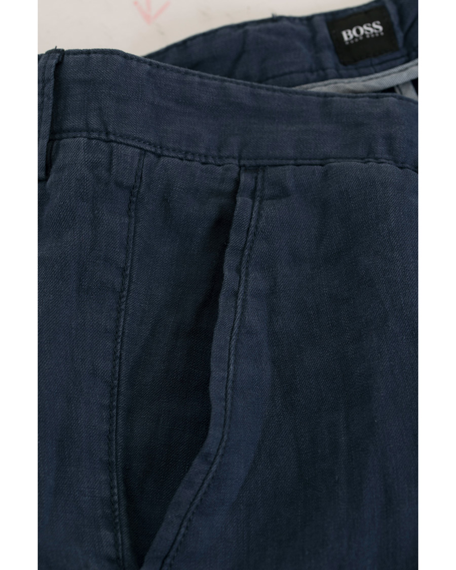 Herre | Shorts | BOSS BLACK | BOSS Crigan Linen Shorts Navy