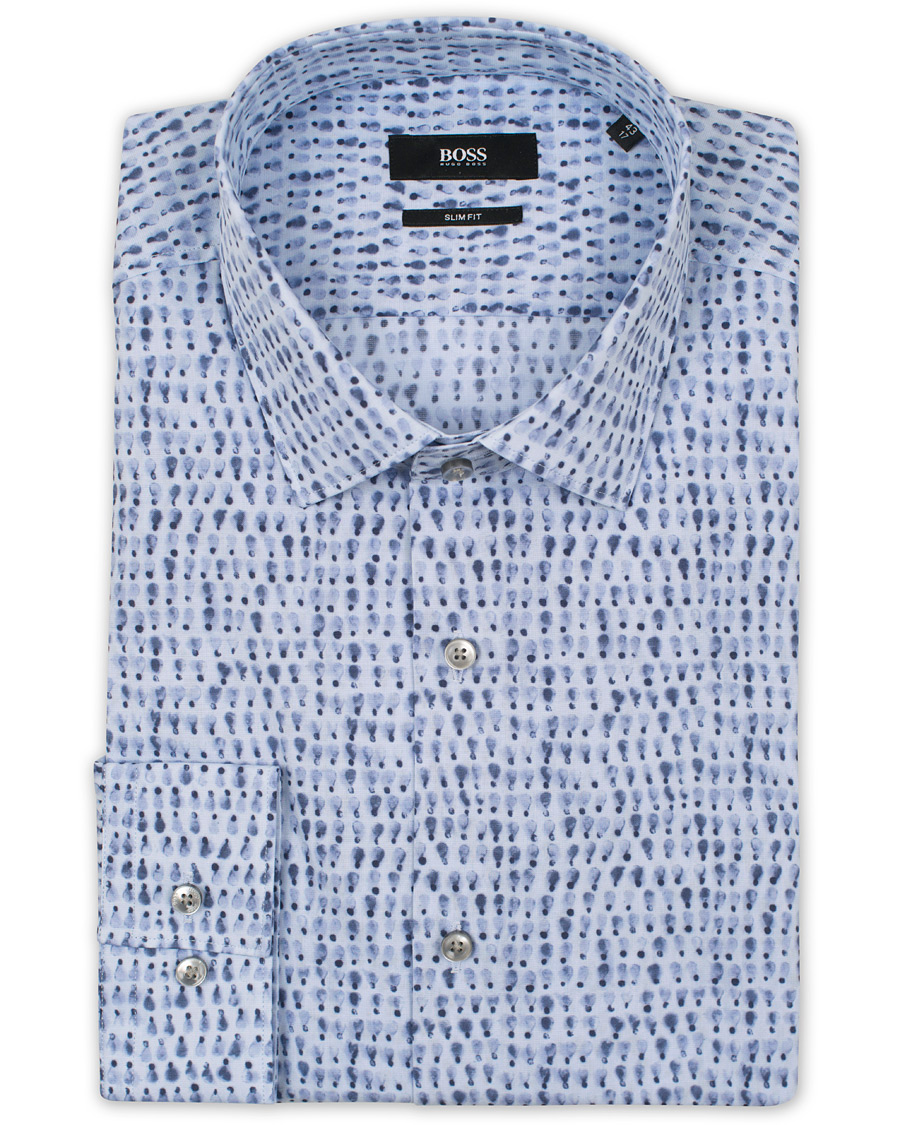 Herre | Skjorter | BOSS BLACK | BOSS Ismo Slim Fit Waterprint Shirt Blue