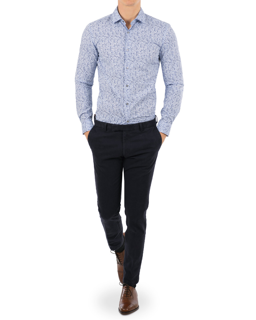 Herre | Skjorter | BOSS BLACK | BOSS Ismo Slim Fit Waterprint Shirt Blue