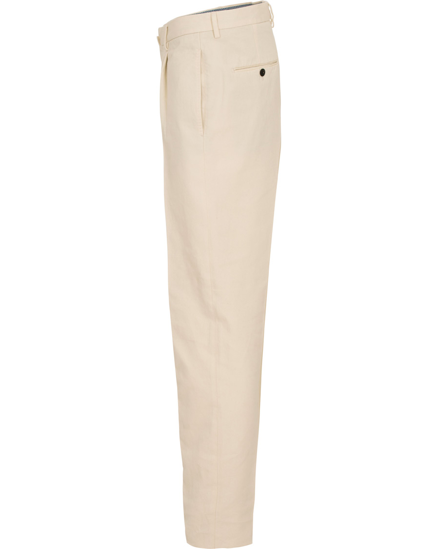 Herre | Bukser | Incotex | Carrot Fit Single Pleated Trousers Off White