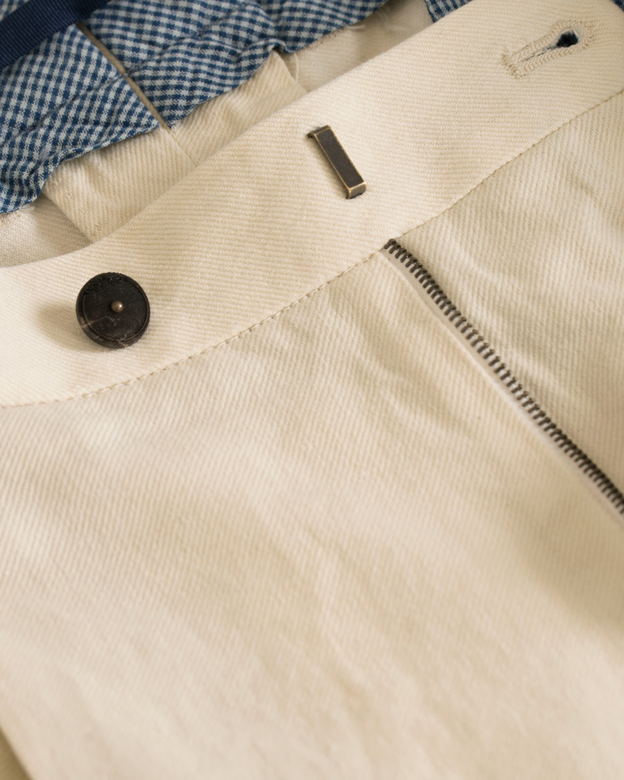 Herre | Bukser | Incotex | Carrot Fit Single Pleated Trousers Off White