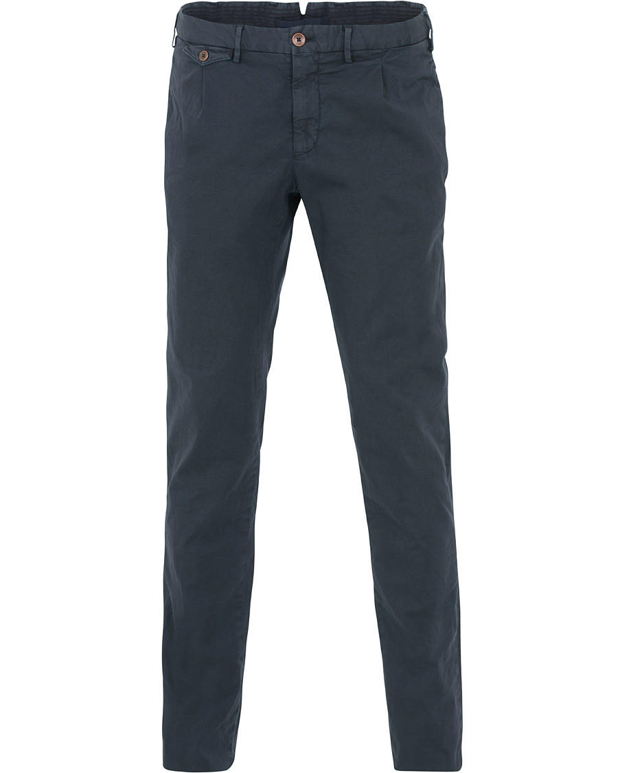 Herre | Bukser | Incotex | Slim Fit Single Pleated Trousers Navy