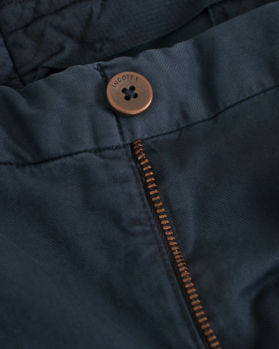 Herre | Bukser | Incotex | Slim Fit Single Pleated Trousers Navy