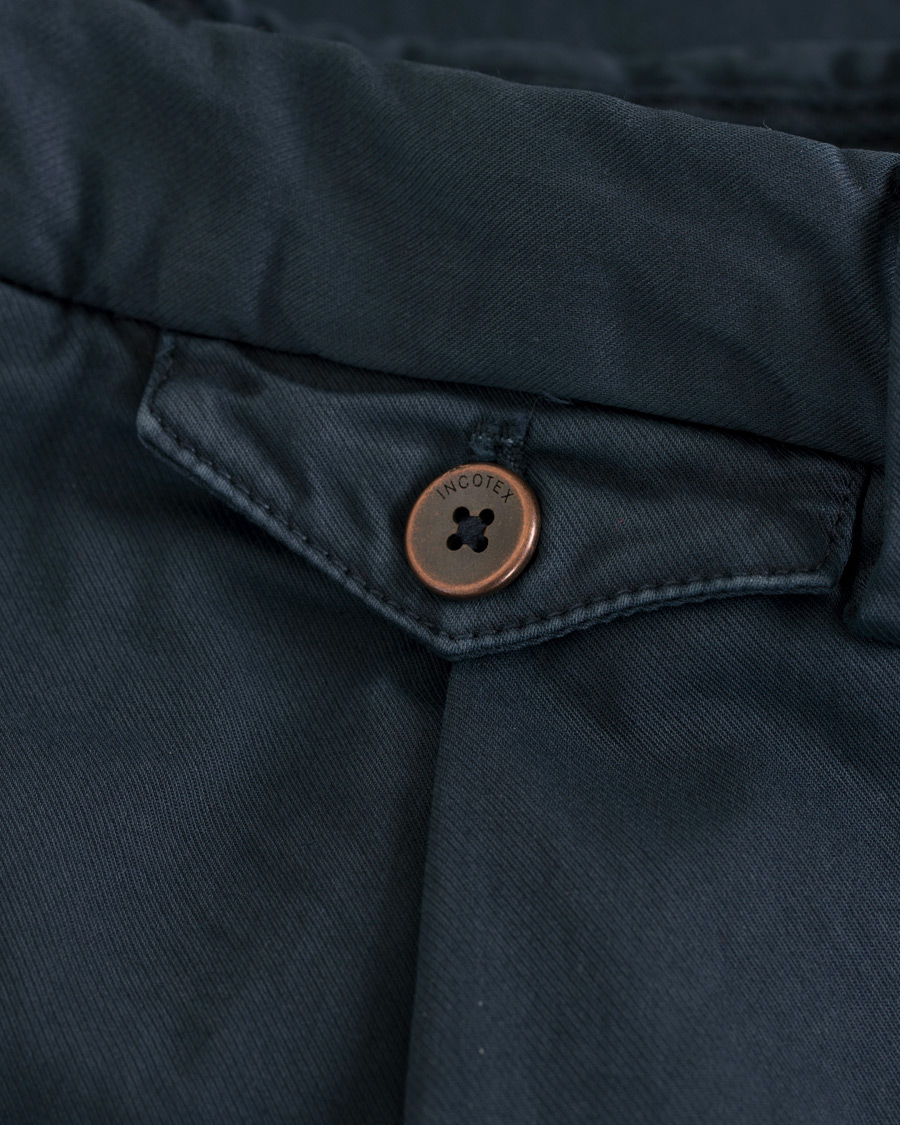 Herre | Bukser | Incotex | Slim Fit Single Pleated Trousers Navy