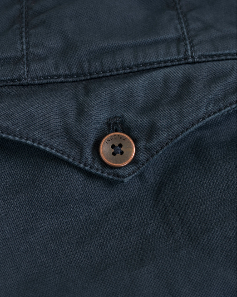 Herre | Bukser | Incotex | Slim Fit Single Pleated Trousers Navy