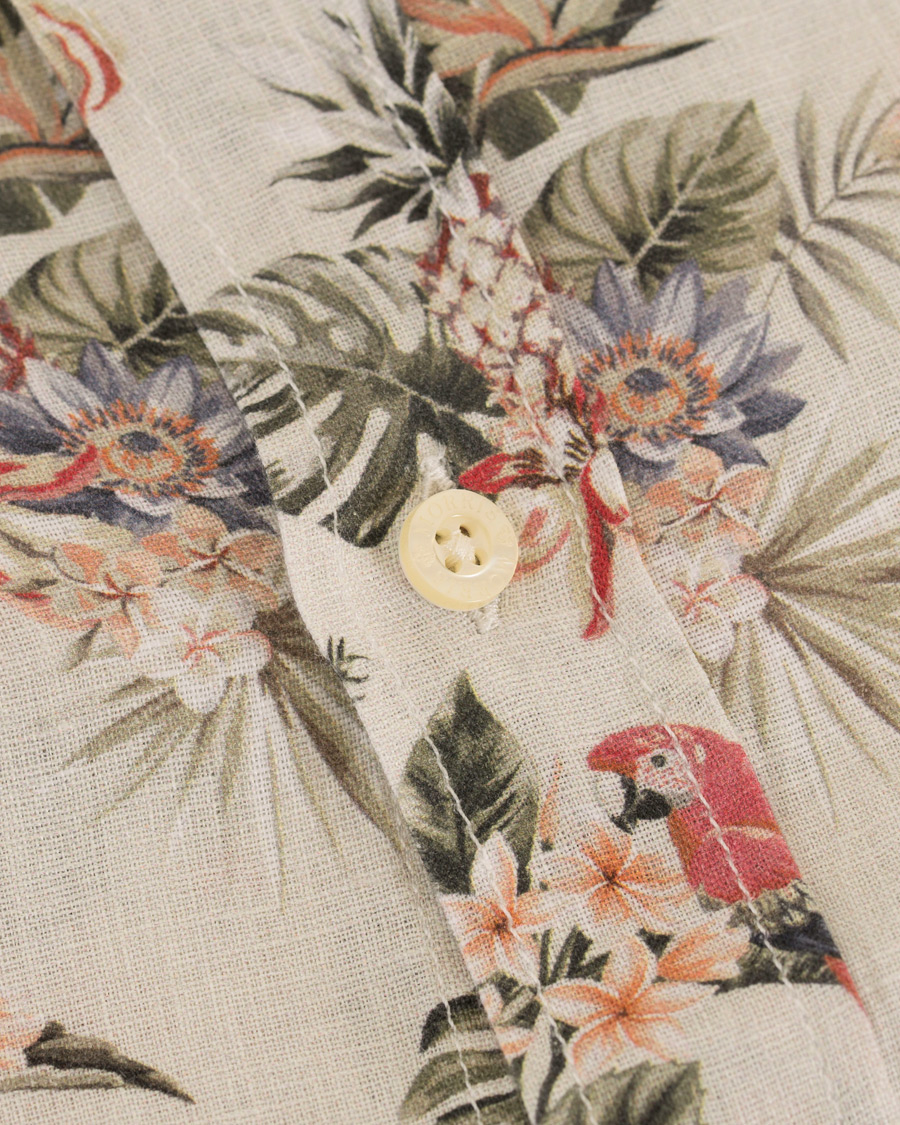 Herre | Skjorter | Morris | Bennet Linen Printed Flower Shirt White