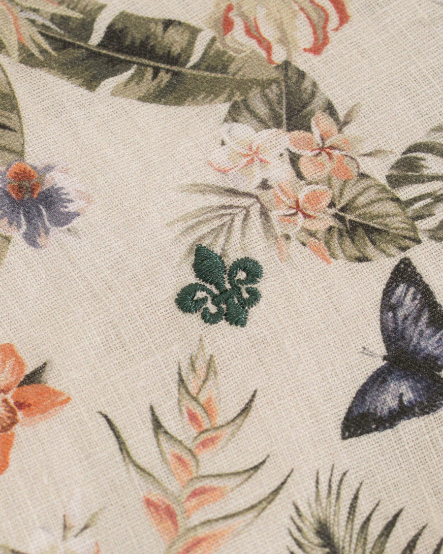 Herre | Skjorter | Morris | Bennet Linen Printed Flower Shirt White