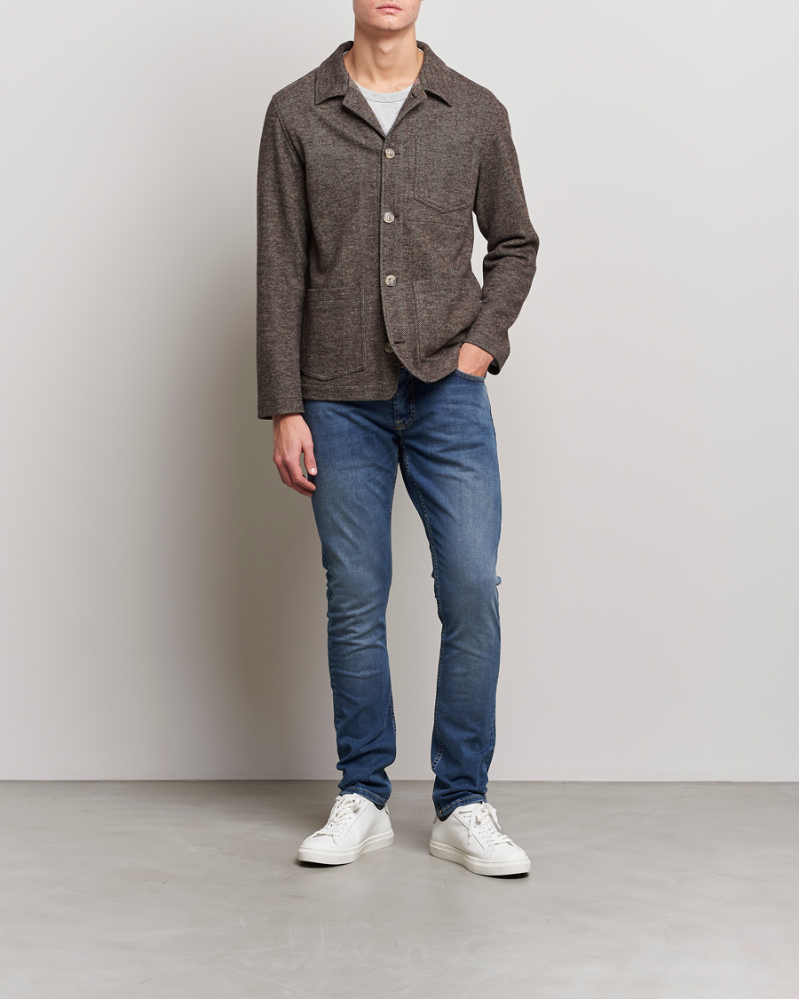 Herre | Jeans | Morris | Steve Satin Stretch Jeans Semi Dark Wash
