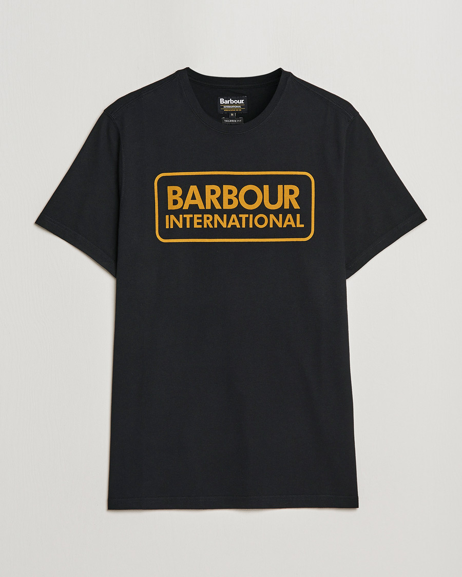 Herre | T-Shirts | Barbour International | Large Logo Crew Neck Tee Black