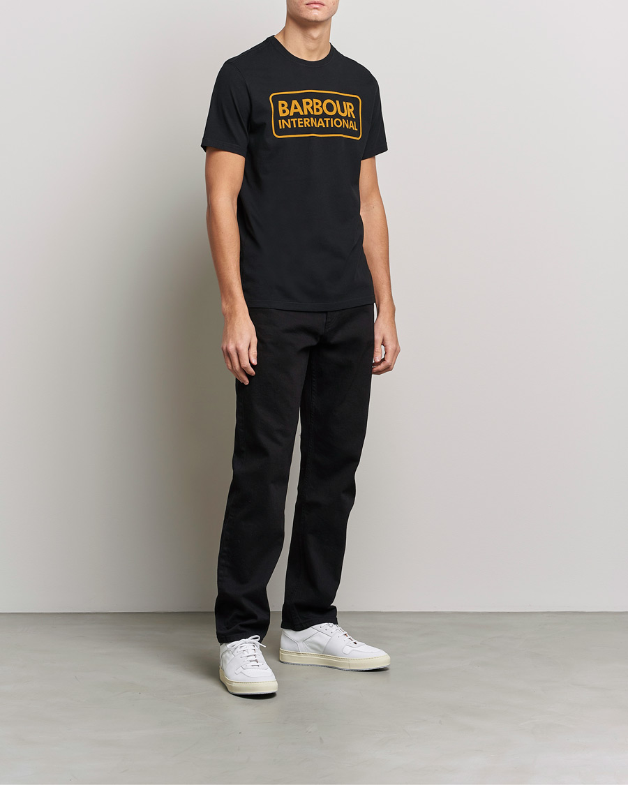Herre | T-Shirts | Barbour International | Large Logo Crew Neck Tee Black