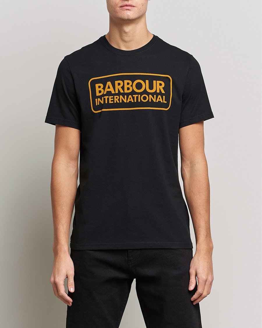 Herre | T-Shirts | Barbour International | Large Logo Crew Neck Tee Black