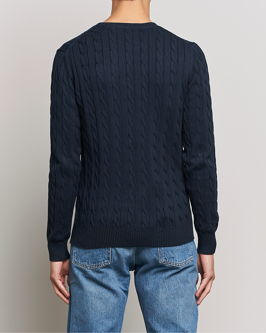 Herre | Trøjer | GANT | Cotton Cable Crew Neck Pullover Evening Blue
