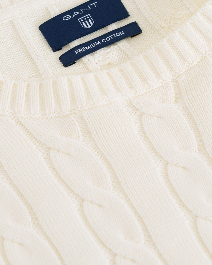 Herre | Trøjer | GANT | Cotton Cable Crew Neck Pullover Creem