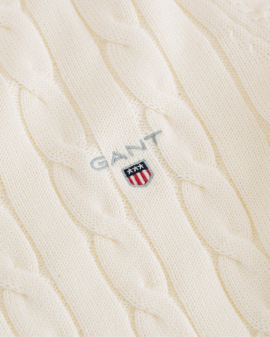 Herre | Trøjer | GANT | Cotton Cable Crew Neck Pullover Creem