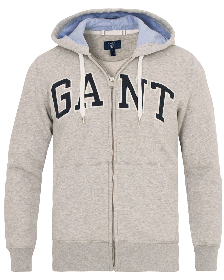 Herre | Trøjer | Gant | Outline Full Zip Hoodie Light Grey Melange