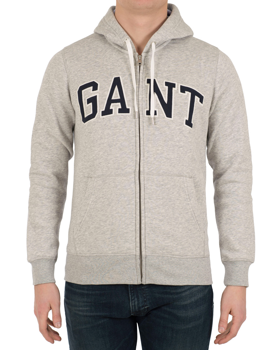 Herre | Trøjer | Gant | Outline Full Zip Hoodie Light Grey Melange