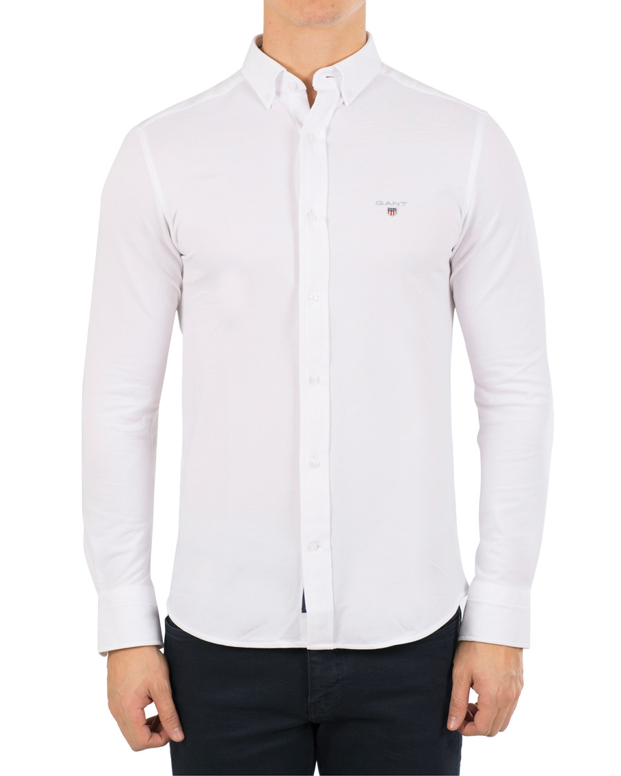 Herre | Skjorter | GANT | Slim Fit Tech Prep Pique Shirt White