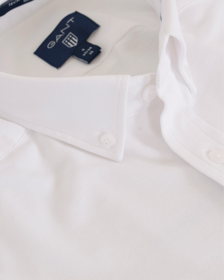 Herre | Skjorter | GANT | Slim Fit Tech Prep Pique Shirt White
