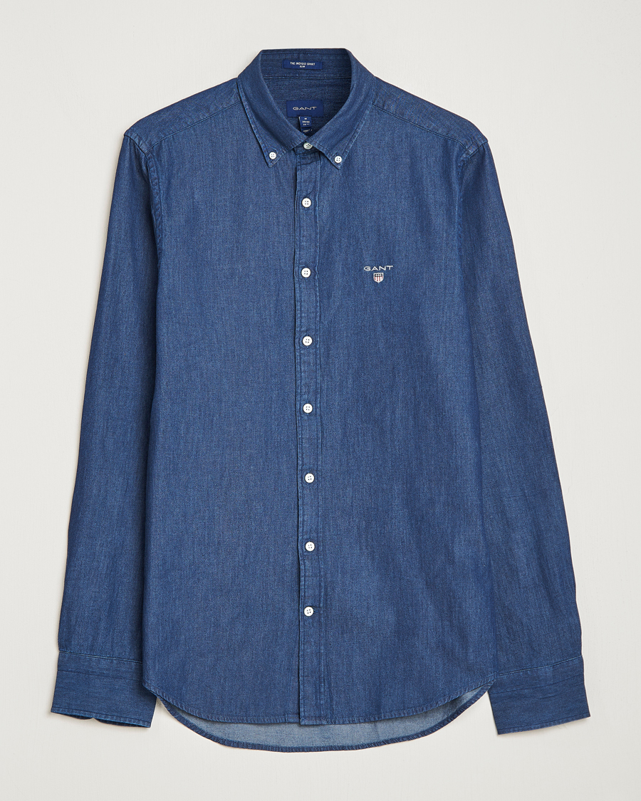 Herre | Skjorter | GANT | Slim Fit Denim Shirt Dark Indigo