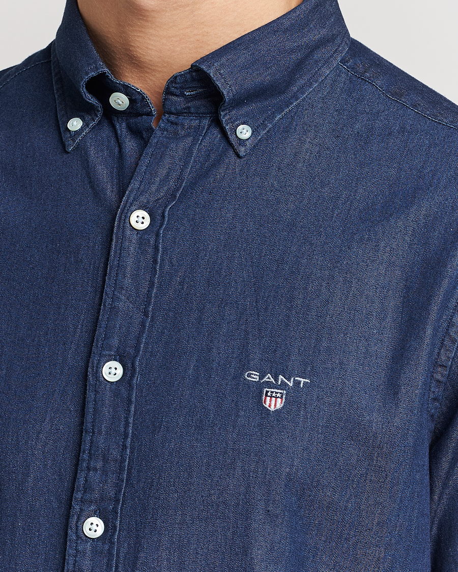 Herre | Skjorter | GANT | Slim Fit Denim Shirt Dark Indigo