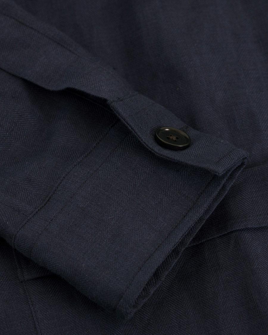 Herre | Skjorter | Drake's | Linen Safari Schacket Navy