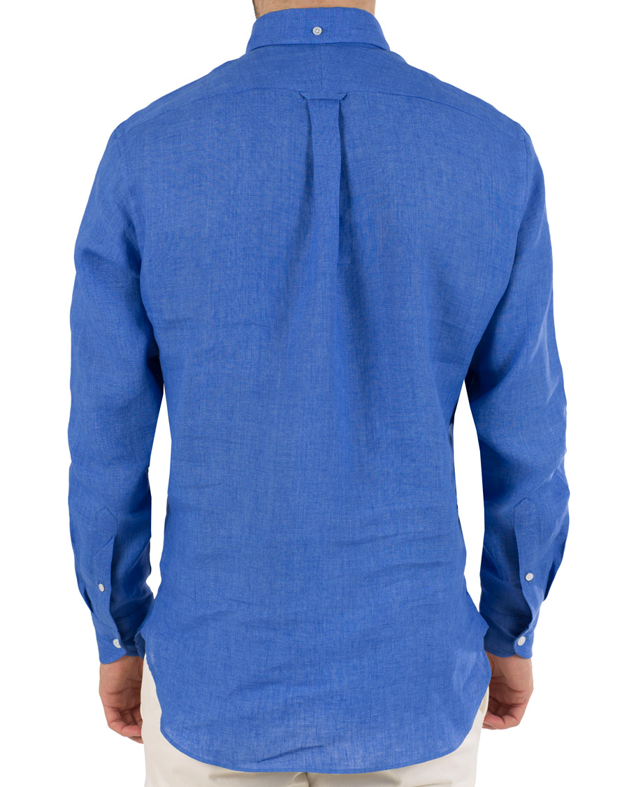 Herre | Skjorter | Drake's | Regular Fit Linen Popover Shirt Blue
