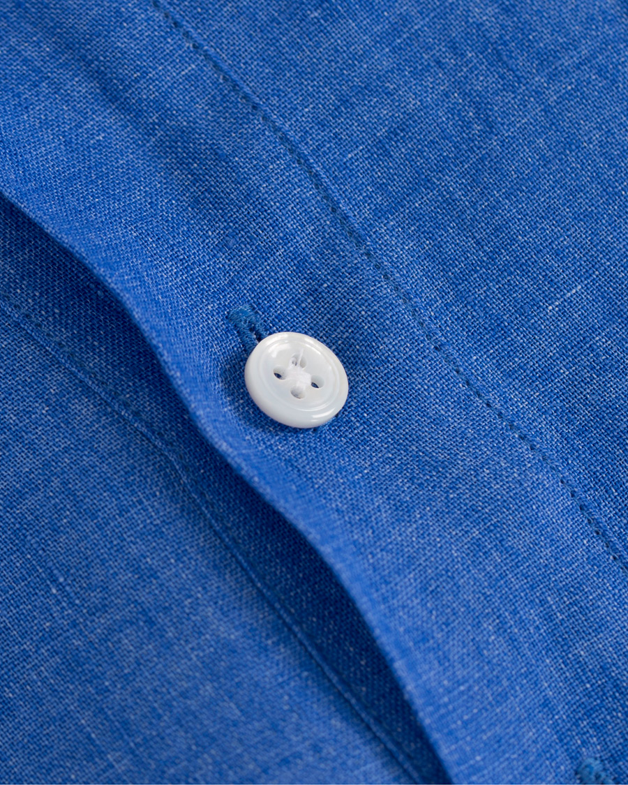 Herre | Skjorter | Drake's | Regular Fit Linen Popover Shirt Blue