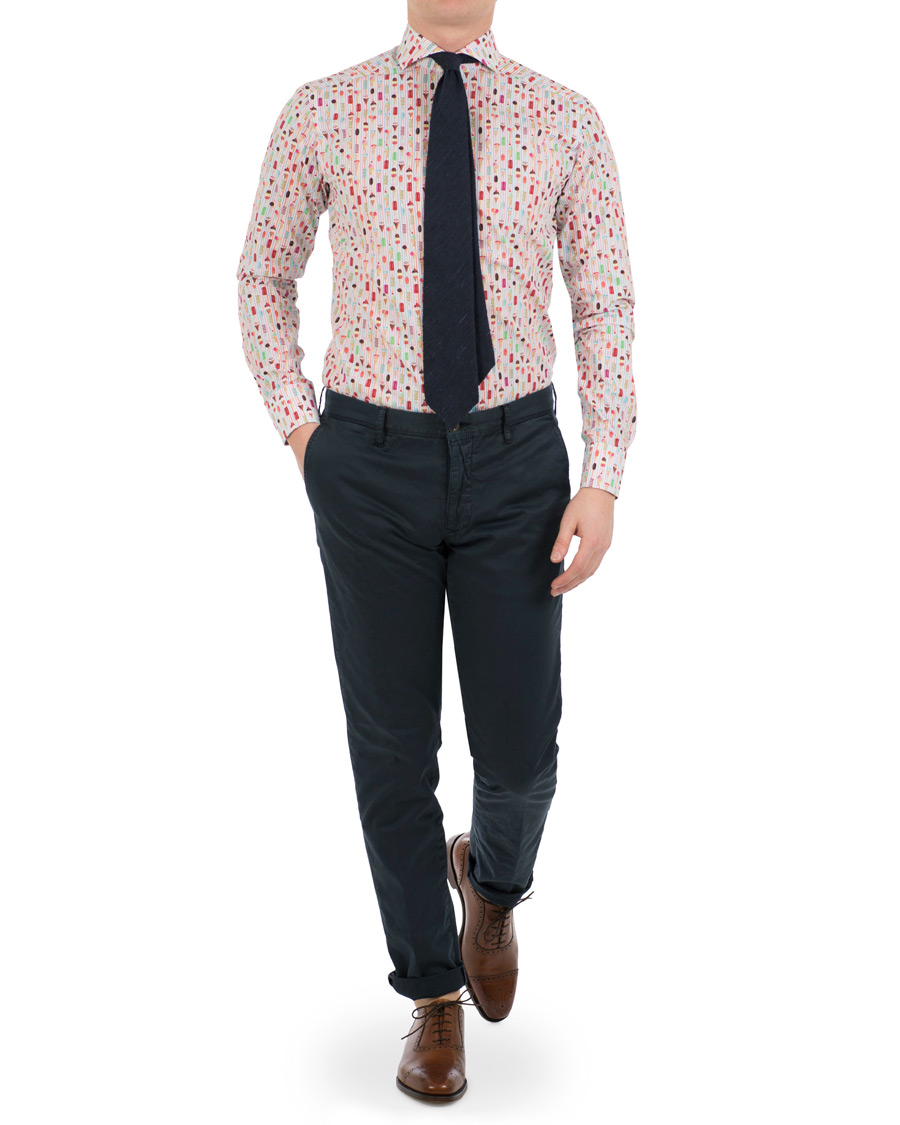 Herre | Skjorter | Eton | Slim Fit Poplin Printed Ice Cream Shirt Pink/Red