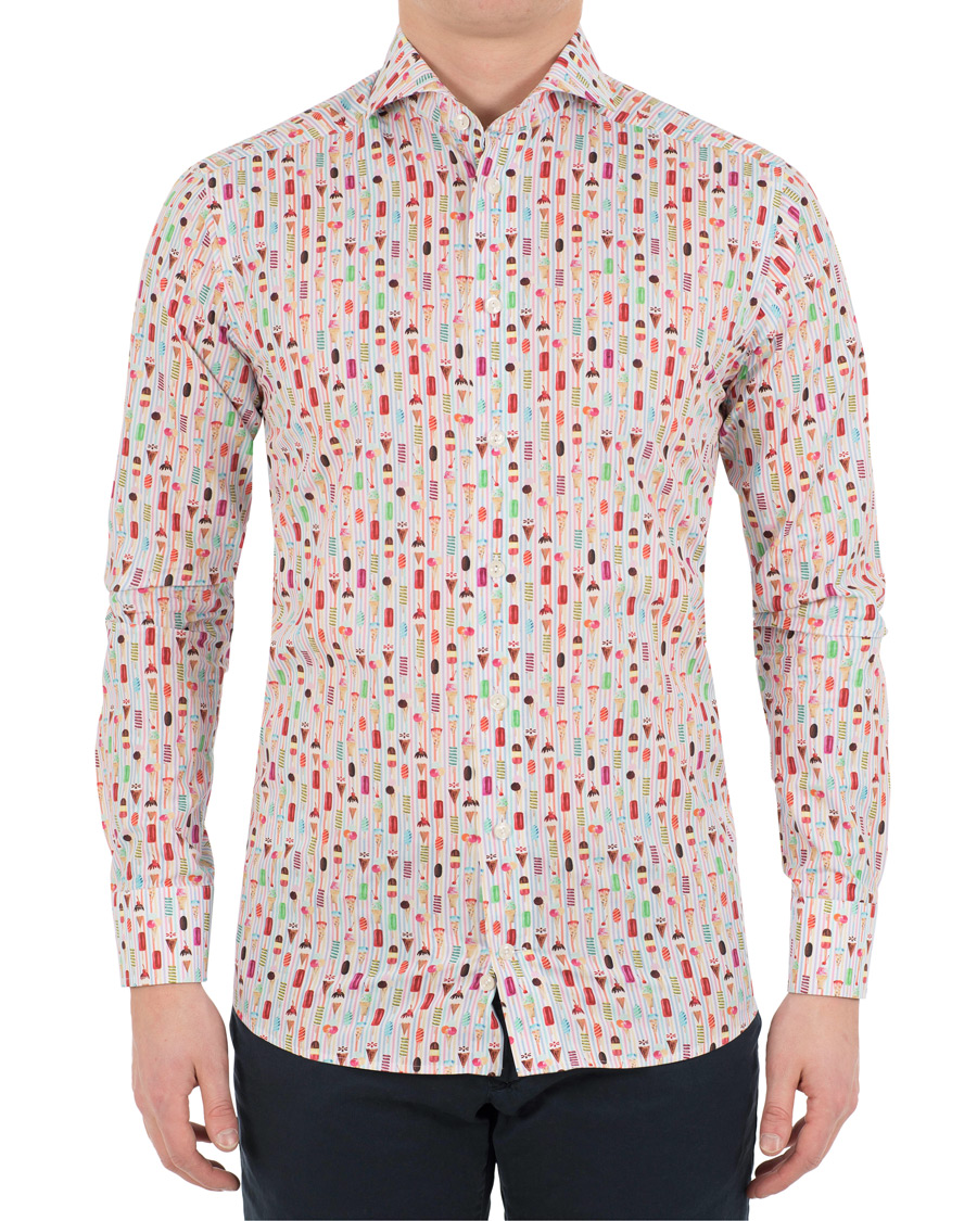 Herre | Skjorter | Eton | Slim Fit Poplin Printed Ice Cream Shirt Pink/Red