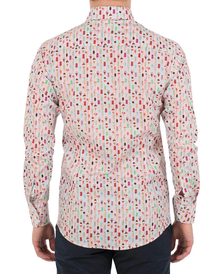 Herre | Skjorter | Eton | Slim Fit Poplin Printed Ice Cream Shirt Pink/Red